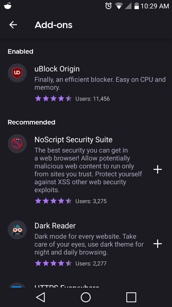 Firefox Nightly Android uBlock Origin